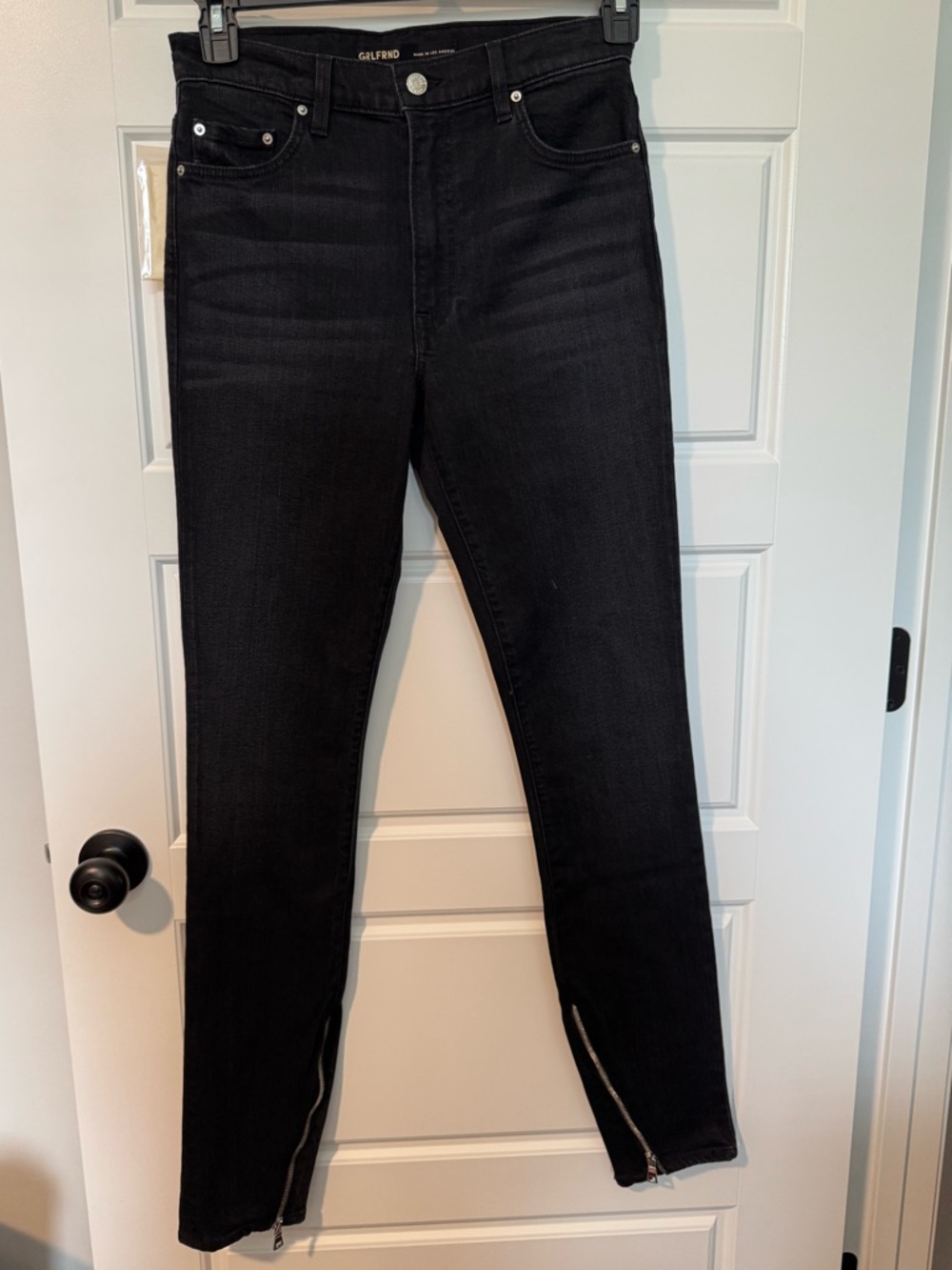 NWT GRLFRND Karla Ankle Zip Stretch High-Waisted Skinny Jeans, Black, Size 26